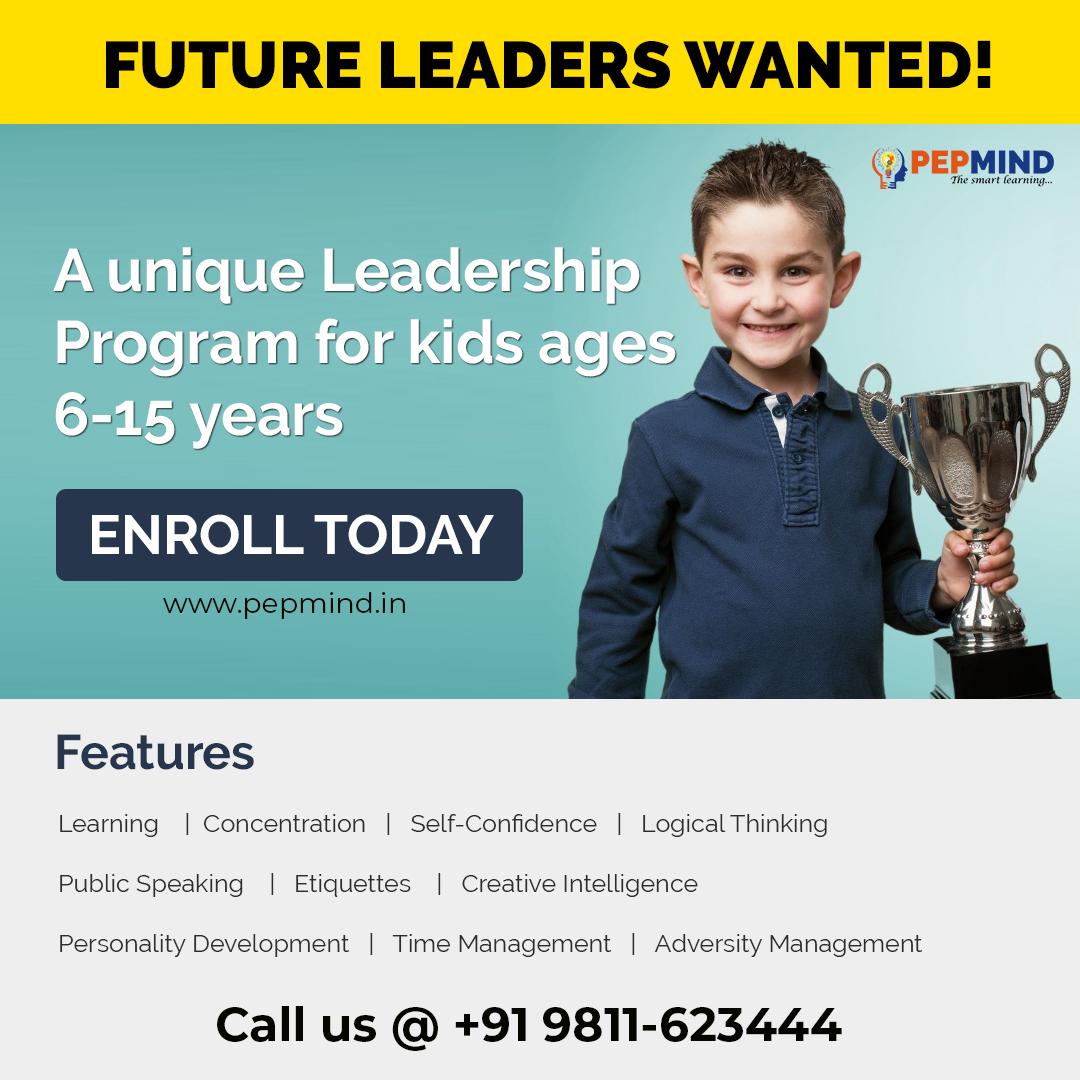 Pepmind2's tweet photo. Future leaders wanted!
Pepmind Leadership Program  for kids (Age Group 6-15 yrs)
Course Benefits,
✔ Higher self – esteem &amp; Self Confidence.
✔ Improve Memory power
✔ Creativity &amp; Imagination
✔ Stress management.
✔ Personality development.
✔ Logical thinking. https://t.co/BFCpS1Ubi7