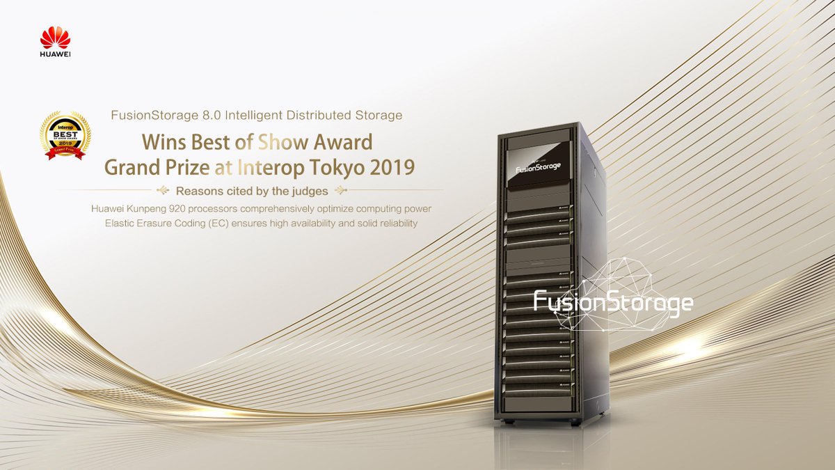 HuaweiEBGItalia's tweet image. Lo storage distribuito #FusionStorage #Huawei vince il &quot;Best of Show Award&quot; all&apos;Interop Tokyo 2019. FusionStorage è il primo #storage distribuito del settore a offrire bassa latenza e prestazioni elevatissime per le applicazioni mission-critical lnkd.in/d5gAWQr