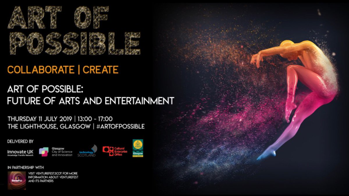 cityofscience's tweet photo. Calling design-thinkers, artists, tech innovators &amp; entrepreneurs! 

The #ArtofPossible summer session will explore the role of disruptive tech in the future of arts &amp; entertainment w/ key experts inc @scottishballet 

July 11 at @The_Lighthouse
Tickets 👉 https://t.co/fPcdi4p0cd https://t.co/Z6n2wHUDYh