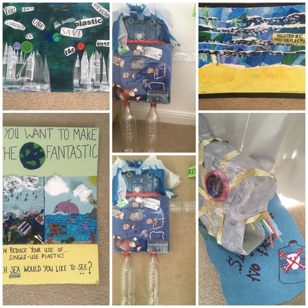 Our shortlisted art from local schools, ready for <a href="/icelandrichard/">Richard Walker</a> to judge the winner for us as a trustee of <a href="/sascampaigns/">Surfers Against Sewage</a> - competition as part of our <a href="/PlasticPioneers/">Plastic Free Pioneers</a> programme moving <a href="/Go_CheshireWest/">Cheshire West</a> to #PlasticFreeCommunity status - thanks <a href="/IcelandFoods/">Iceland Foods ❄️</a> fir your support