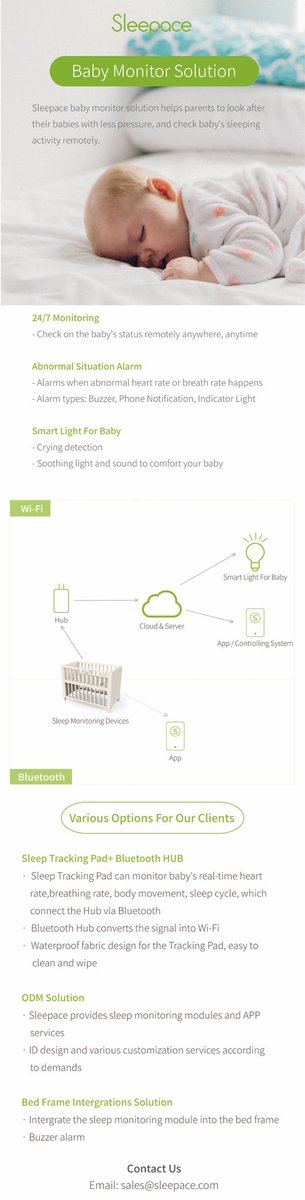 MySleepace's tweet photo. Sleepace baby monitor solution can monitor baby's sleep 24/7, providing baby's real-time sleeping status and alarm when abnormal health situation happens. 
There are various solution options for our clients，check it out！

#BabyMonitor #SmartSleep #sleeptech #IoT https://t.co/WnfdQ40Amm