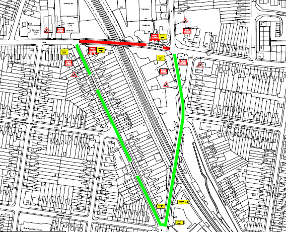 Suff_highways's tweet photo. An emergency closure will be in place along the Railway Bridge on Foxhall Road, #Ipswich tonight between 8pm and 11pm, for emergency road repairs. Please follow the diversion. #SuffolkRepairs https://t.co/iG6sUcr5pa