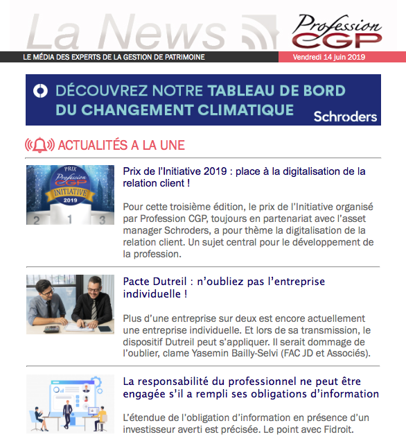 ProfessionCGP's tweet photo. [#VendrediLecture] #CGP, que s'est-il passé cette semaine en #GestionDePatrimoine ? Retrouvez la News Hebdo qui dresse le récap' de l'info qu'il ne fallait pas manquer ➡️ https://t.co/GAA3oqvodN

#AssuranceVie #immobilier #fintech #SCPI #epargne #retraite https://t.co/tEYSDE8h0l