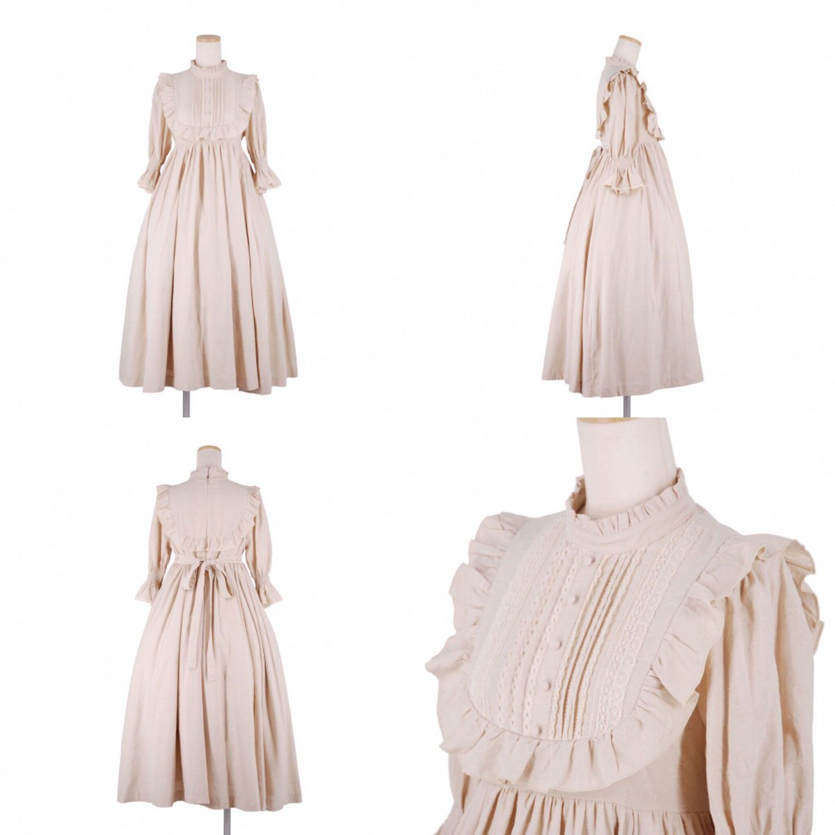 Sheglit】 “いばら姫”パフワンピース ライトグリーン/アイボリー Sheglit】 “いばら姫”パフワンピース ライトグリーン/アイボリー