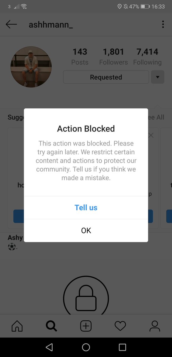 James_dj2k's tweet photo. @instagram Hi Instagram I'm also no able to follow anybody I'm also getting this blocked message with no other information, I'm able to like, post and receive follows??? https://t.co/AAn0bwjwzT