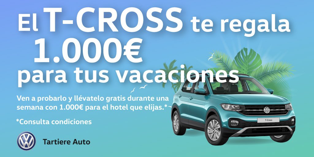 ¿Quién te da 1000 euros para tus vacaciones?

Prueba el nuevo T-Cross y entrarás en el sorteo de 1000 euros para el hotel que elijas y llevárrtelo durante una semana.

Inscríbete ya en bit.ly/2V657za para probarlo

#1000pavos #TCross #VwTCross
