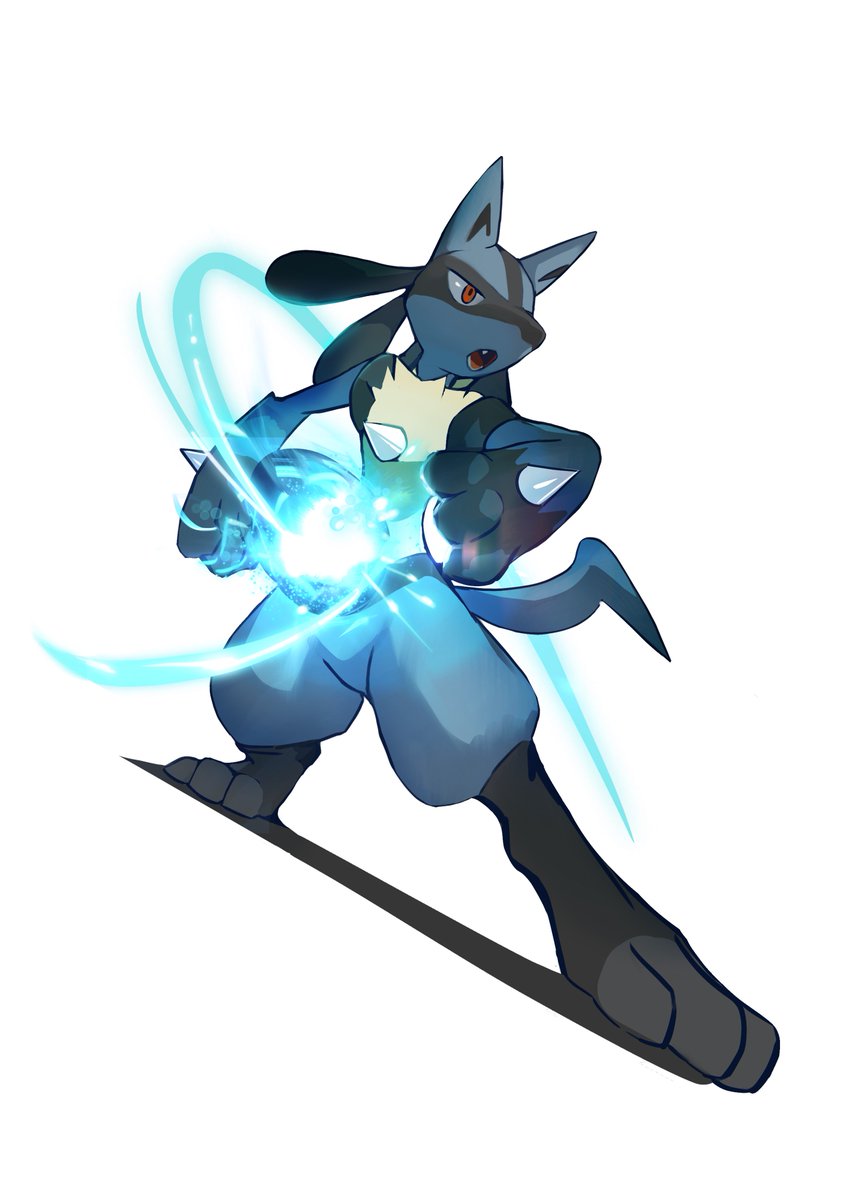 lucario pokemon (creature) solo standing energy open mouth energy ball white background  illustration images