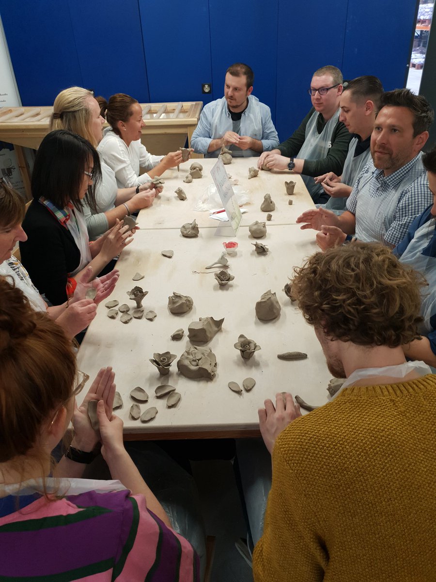 ValentineClays's tweet image. A team building event took place here at Valentine Clay's HQ for Cable Detection limited... #buffet #tilemaking #porcelainflowers #throwing #clay #pottery #ceramics #teambuilding #loveclay #valentineclays