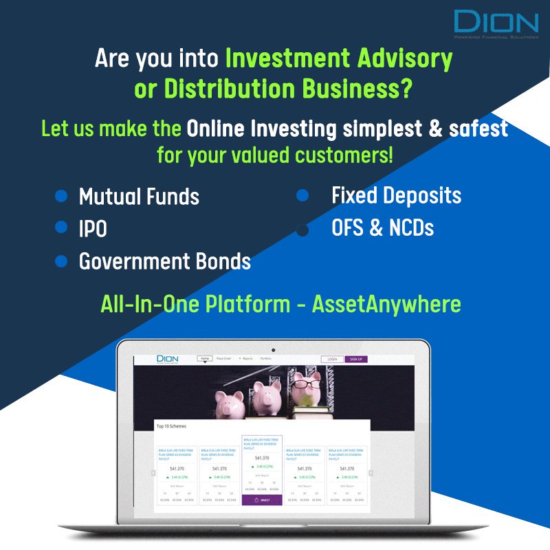 VirendraSEO's tweet photo. #DionGlobal’s user-friendly front office solution, #AssetAnywhere is one of the best #MutualFundSoftware for #MFDistributors, #financialadvisors, #StockBrokers and #WealthManagers in India to manage their front and back office operations efficiently. https://t.co/HcOTfnrm5m https://t.co/00KEmtXQKN
