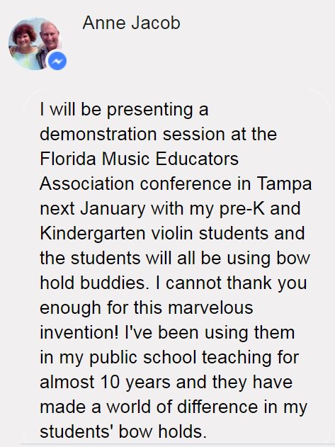 BowHoldBuddies's tweet image. Lovely to hear #Things4Strings #BowHoldBuddies will be presented in action at #FMEA2020 , as we approach our 10th anniversary of helping beginning string players get off to a great start! THANK YOU Anne Jacob, and your young violinists!