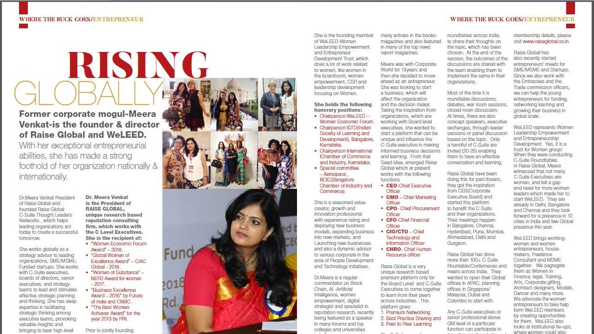 Raise_Global's tweet photo. #Raise #Raise_Global #WeLEED
#DrMeera #Dr_Meera_Venkat_President_and_CEO_RaiseGlobal
#Passion_Vista_Magazine
Happy to share Raiseglobal coverage in Passion Magazine about Dr-Meera Venkat-President and CEO of Raiseglobal. https://t.co/8IleAtKTZJ