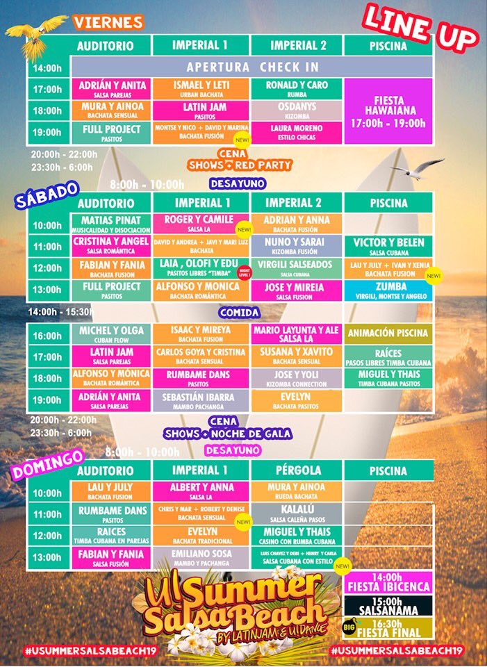 salseroses's tweet photo. Horarios U!Summer Salsa Beach 2019 - #Salsa #Bachata + #Salsanama con @FABIANSAF https://t.co/lTrCVjAnwg