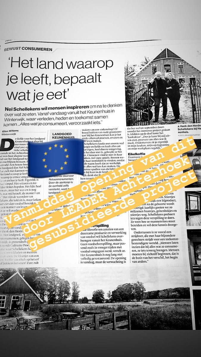 JolandaKemna's tweet photo. LEADER Achterhoek subsidieerde de herbestemming van de monumentale boerderij van Jantje Hijink tot culinaire proeftuin van topkok Nel Schellekens #subsidie #LEADER3 #eu https://t.co/n4H6SBoRvT
