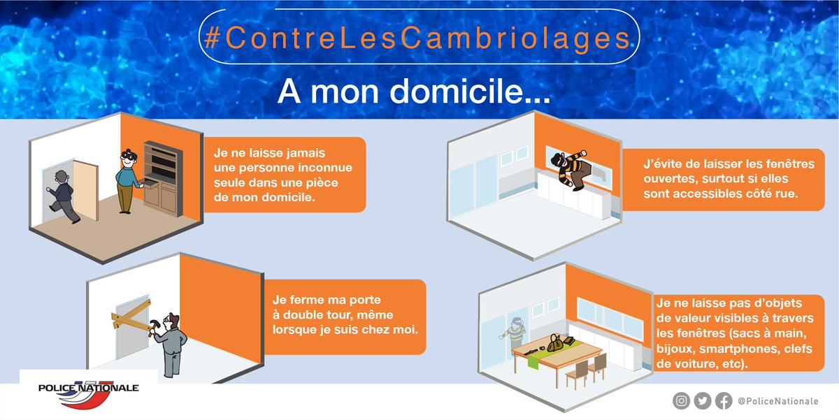 PoliceNat05's tweet photo. [#Contrelesvols] Votre domicile peut tenter les cambrioleurs ! Ces bonnes pratiques contribuent à fortement diminuer les risques. Suivez les ! 
#cambriolages
#Gap
#Briançon https://t.co/MMOpd7So0P