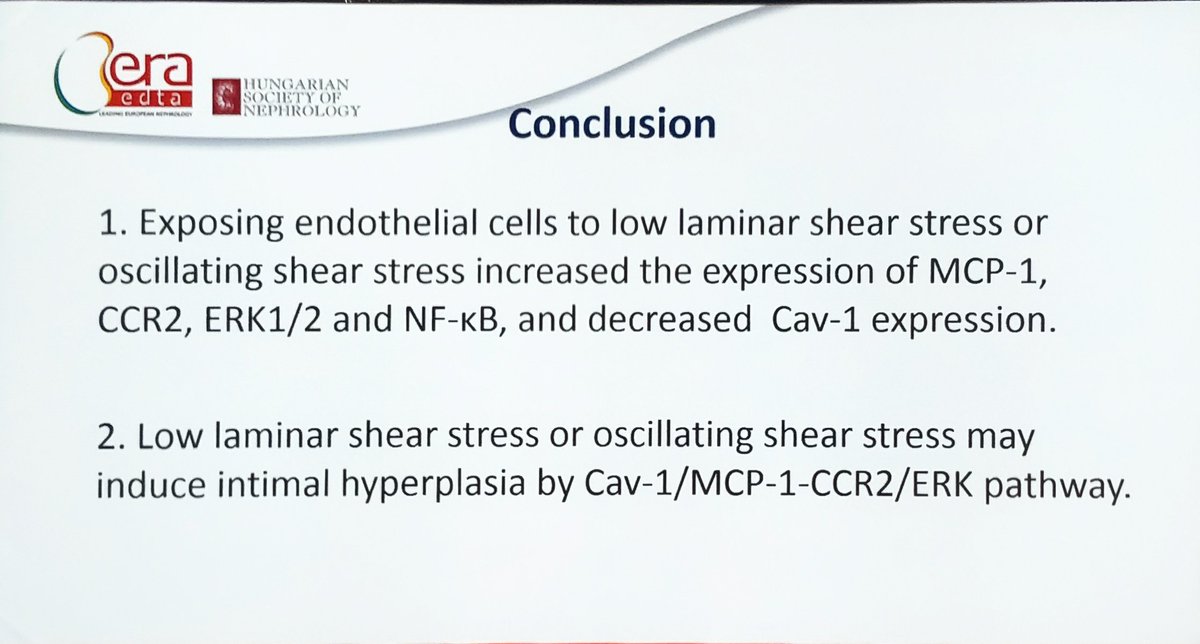ERAkidney's tweet image. 💢 #ERAEDTA19 Vascular Access session

▶️ Dr. Zhe Wang present their data on the effect of Sheer Stress in the expression of MCP-1 by vascular endothelial cells 

#VascularAccess @SocietyAccess