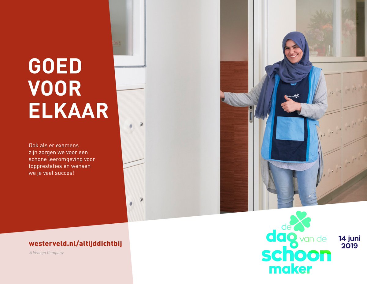 Vandaag is het de Dag van de Schoonmaker en staan we stil bij het goede werk van al onze collega's: een schone werkplek, leeromgeving, hotelovernachting... onze schoonmakers maken het verschil! Dat verdient toch een complimentje, schouderklopje of high five? #goedvoorelkaar