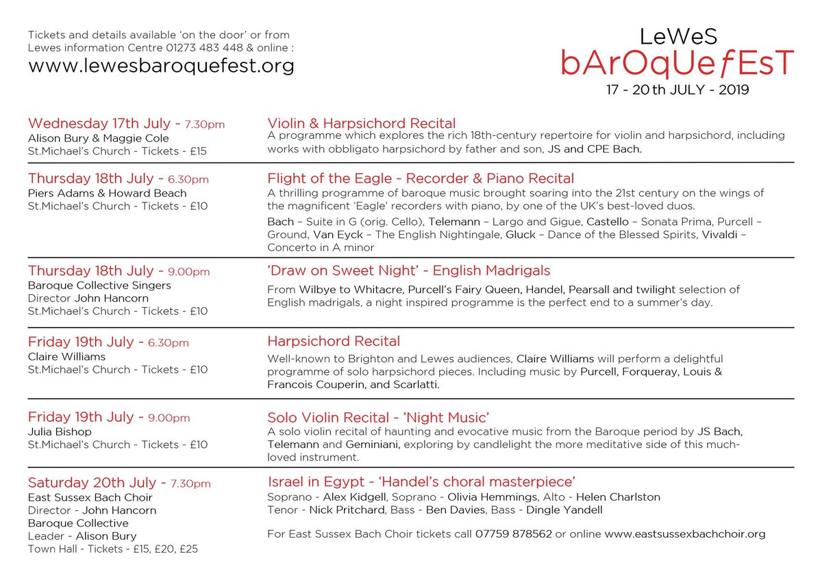 And here are further details of the events taking place in LBF 2019 2/2 #Lewes #Baroque #festival
lewesbaroquefest.org