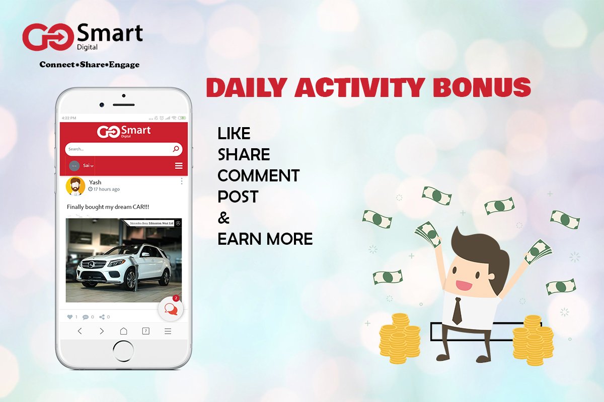 GoSmartDigi1's tweet image. Do Social Activity like share, post, comment, like for 5 to 10 minutes and get daily upto 10Rs upto 1 year. Download the app now or visit the site gosmartdigi.com
#gosmartdigi #earnmoney #earnonline #mobileearningapp