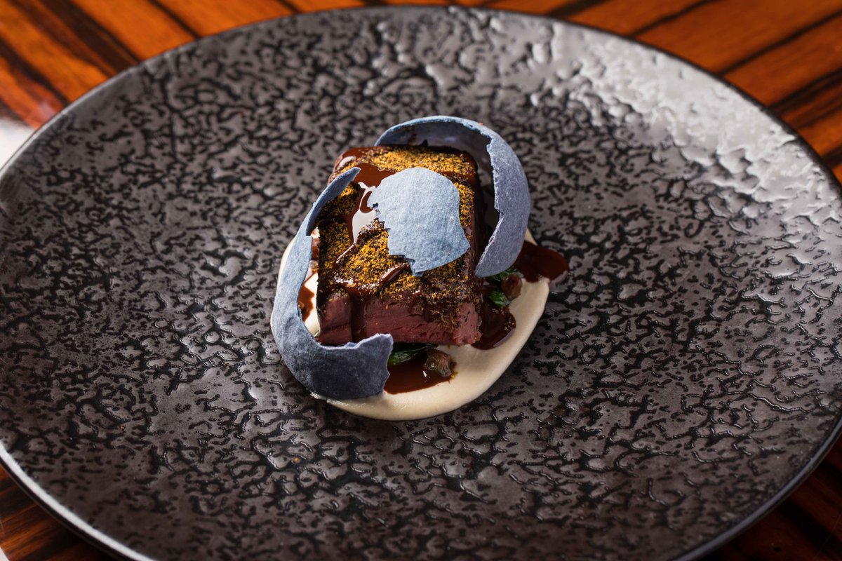 BACCHUSBrisbane's tweet photo. The stunning new dish Emu, after the 'egg' has been cracked. 

This dish features on our Discovery menu and thoughtfully pairs Australian produce with dill, cabbage and macadamia. 

Make your reservation at Bacchus today to try it for yourself: https://t.co/9r360YsmFM https://t.co/VcB4G5HLJy