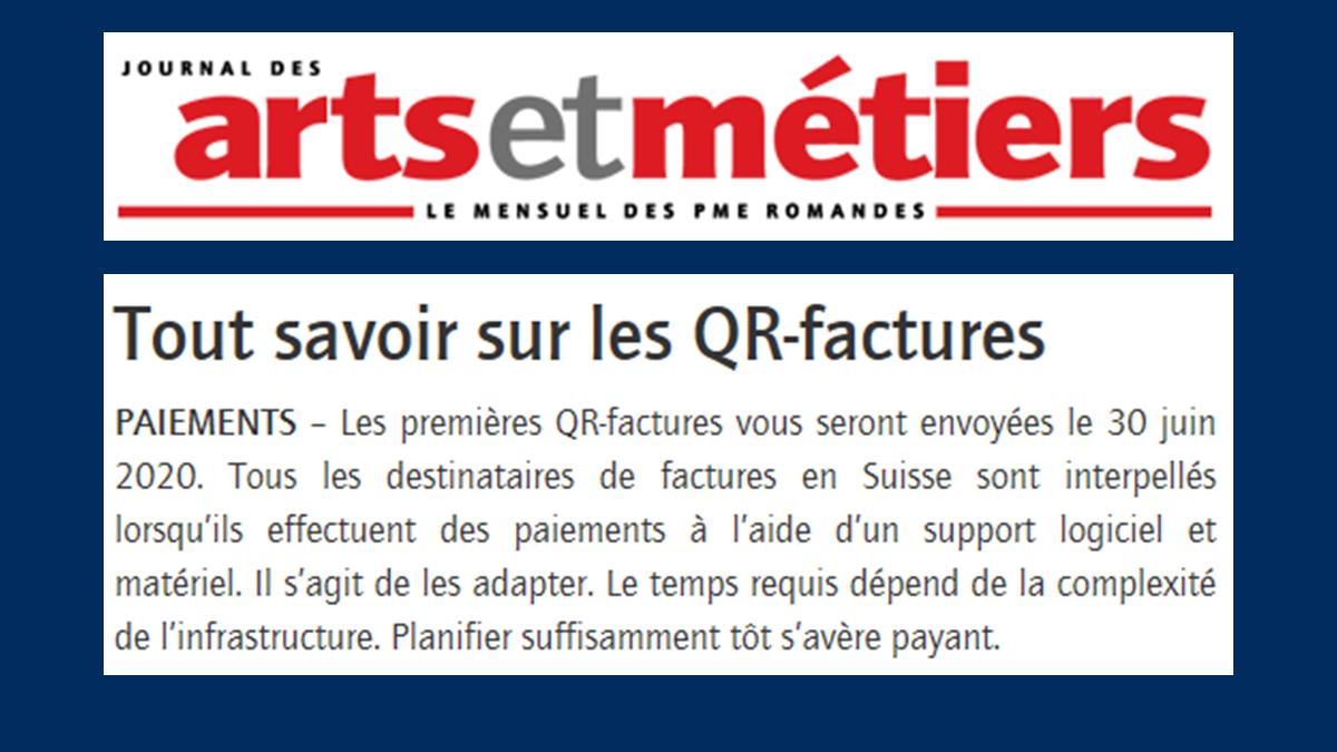 L'Union suisse des arts et métiers soutient la place financière: 
Le Journal des arts et métiers devient le porte-voix des PME suisses pour l’introduction de la #QRfacture. six.swiss/2KM8mdG