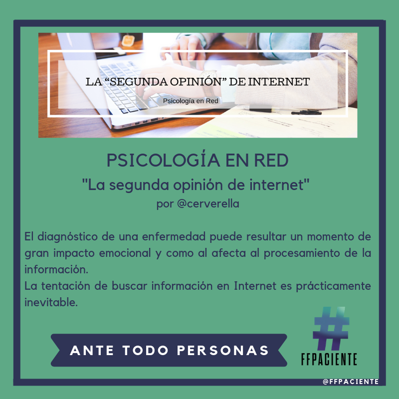 ffpaciente's tweet photo. 🆕 #NuevoPost en la sección #PsicologiaenRed
💻La "segunda opinión" de internet por @Cerverella https://t.co/SmScbG3mMV
👀 "La tentación de buscar en internet es prácticamente inevitable" 
Os recomendamos este post y los recursos de hoy #SaludSinBulos #FFPaciente https://t.co/ZJAzvDeHFS