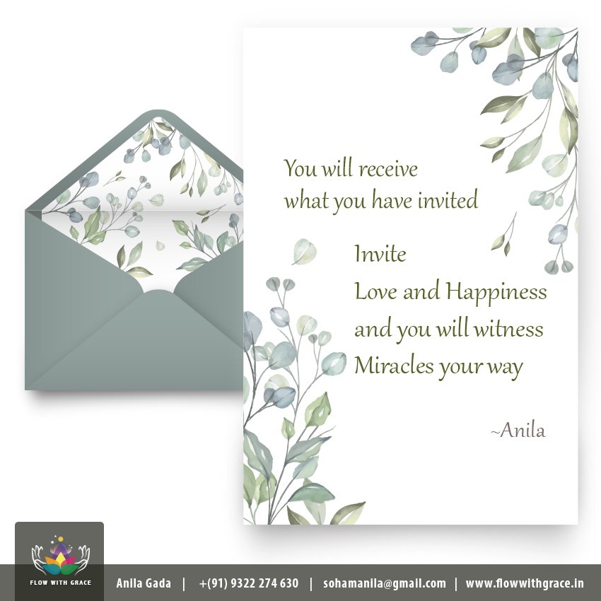 flowwithgrace's tweet photo. You will receive what you have invited.
Invite Love and Happiness and you will witness Miracles your way π.
~Anila
#FlowwithGrace #Healing #UnconditionalLove #Happiness #Healyourlife #PranicHealing #HealingTherapy #AnilaGada #Invitehappiness #Miracles #Affirmations #Positive https://t.co/pyzPSd8KI1