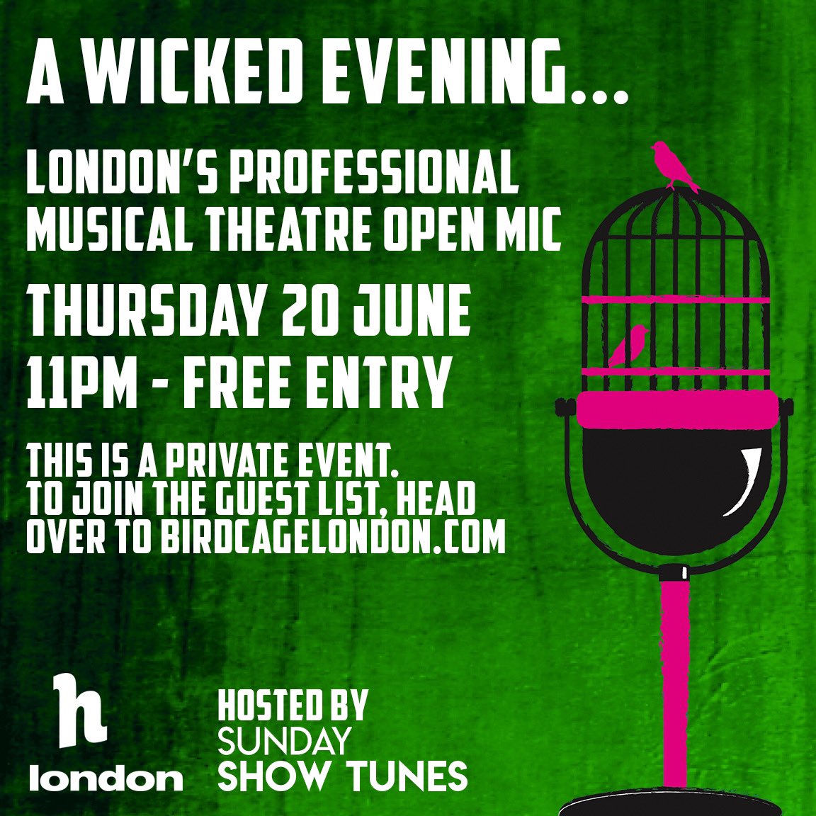 A <a href="/WickedUK/">Wicked UK</a> line up for Thursday at <a href="/hclublondon/">h Club London</a> hosted by <a href="/sundayshowtunes/">Sunday Show Tunes</a>: <a href="/ScottSutcliffe/">Scott Sutcliffe</a>, <a href="/jonathanduds/">Jonathan Dudley</a>, <a href="/SamanthaEThomas/">Samantha Thomas</a>, <a href="/AimeeFisher2/">Aimée Fisher</a>, <a href="/SamuelJRobbo/">Sam Robinson</a>, <a href="/BexBotterill/">Bex Botterill</a>, <a href="/GenevieveT_Grey/">Genevieve Taylor</a>, <a href="/GenevieveT_Grey/">Genevieve Taylor</a>, <a href="/RhidianMarc/">Rhidian Marc</a>, <a href="/enright_kerry/">Kerry Enright</a>, <a href="/CarlManOfficial/">Carl Man</a> &amp; <a href="/chiarinanuto/">Chiarina</a>