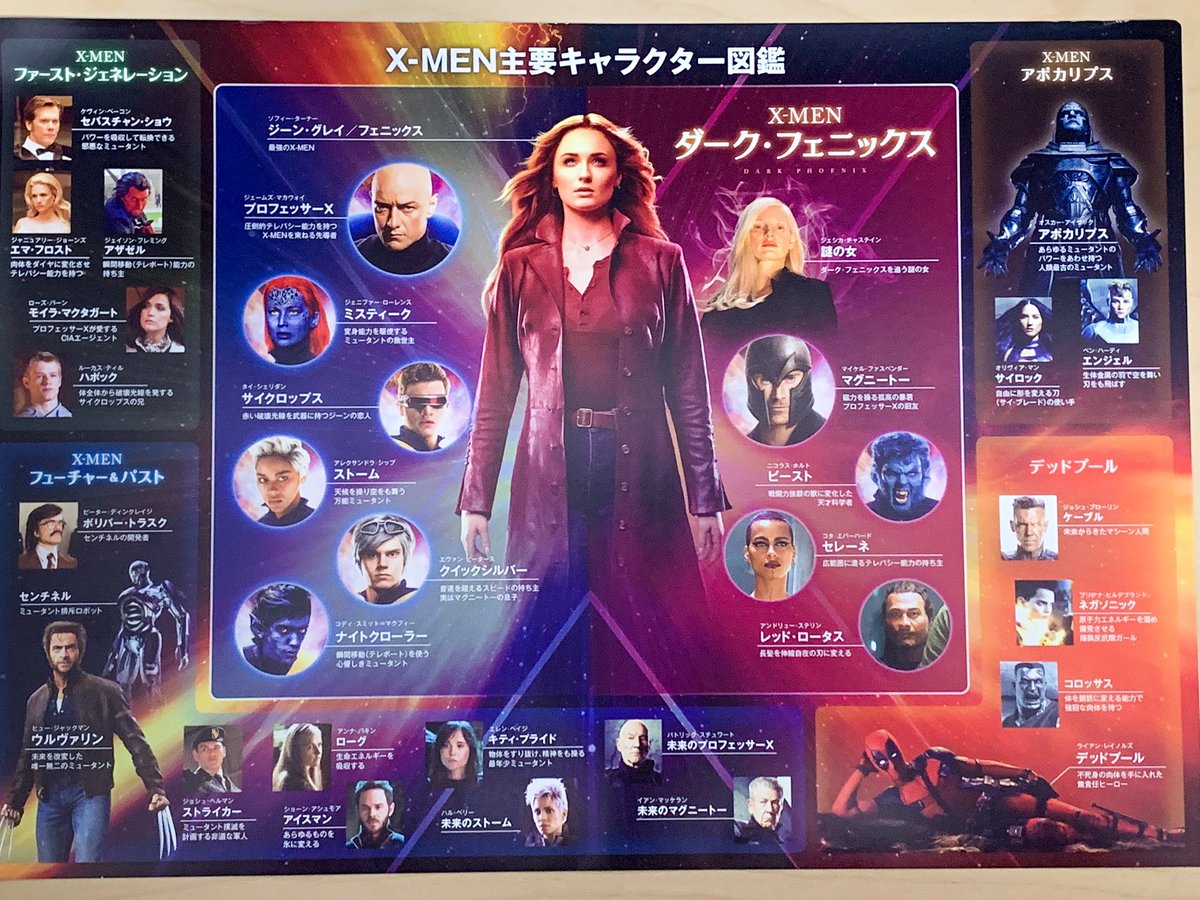 ホットケノービ X Men の時代設定ってどうなってるんだっけ と思ったあなたに 試写会のプレスシートに分かりやすいタイムラインがあったのでダークフェニックスを見る前に是非 それと キャラ図鑑も どちらもネタバレはないよ Xメンが好き T