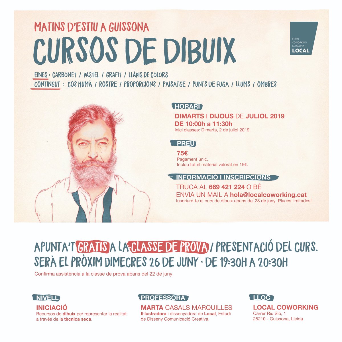 localcoworking's tweet image. Tots els dimarts i dijous de juliol: Curs de DIBUIX al #Coworking. Les places són limitades i està obert a tothom. Inscripcions (al curs i a la classe de prova 100% gratuïta): 669 421 224 / hola@localcoworking.cat 🎨  Compartim els matins d’estiu i dibuixem-los!