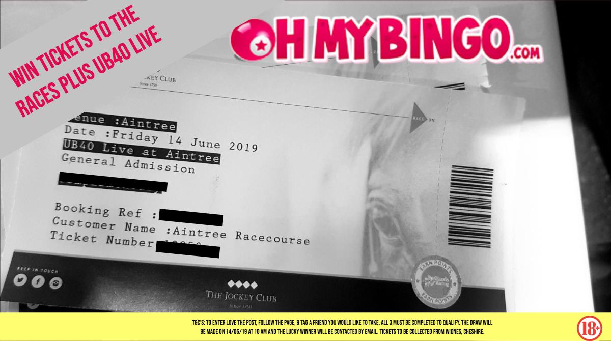 OhMyBingo's tweet photo. ✴️✴️ WIN, WIN, WIN 2 FREE TICKETS ✴️✴️✴️ FOR AINTREE RACES + UB40 LIVE FOR TODAY. DRAW TO BE MADE AT 10AM DON'T MISS OUT! TO ENTER:
✅ LOVE POST ❤️
✅ INVITE A FRIEND YOU WOULD LIKE TO JOIN YOU
✅FOLLOW OUR PAGE
 #FridayFeeling #YouNeedToCalmDown #WETHENORTH https://t.co/ZxxuRlcFiD