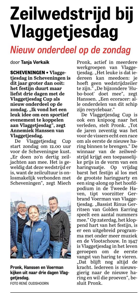 Hoe leuk is dit? De eerste Vlaggetjesdag Cup vindt plaats zondag voor de kust van Scheveningen. <a href="/Vlaggetjesdag1/">Vlaggetjesdag</a>
