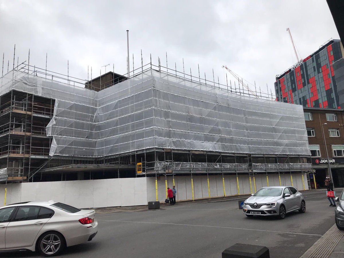 GodivaGroup1's tweet photo. The iconic Coventry Evening Telegraph building in #coventry starts itβs transformation with our scaffold going up in the town centre and our friends at Talk media providing the sheeting
#aplatformforsuccess #scaffoldspecialists https://t.co/SfSeZzNAq4