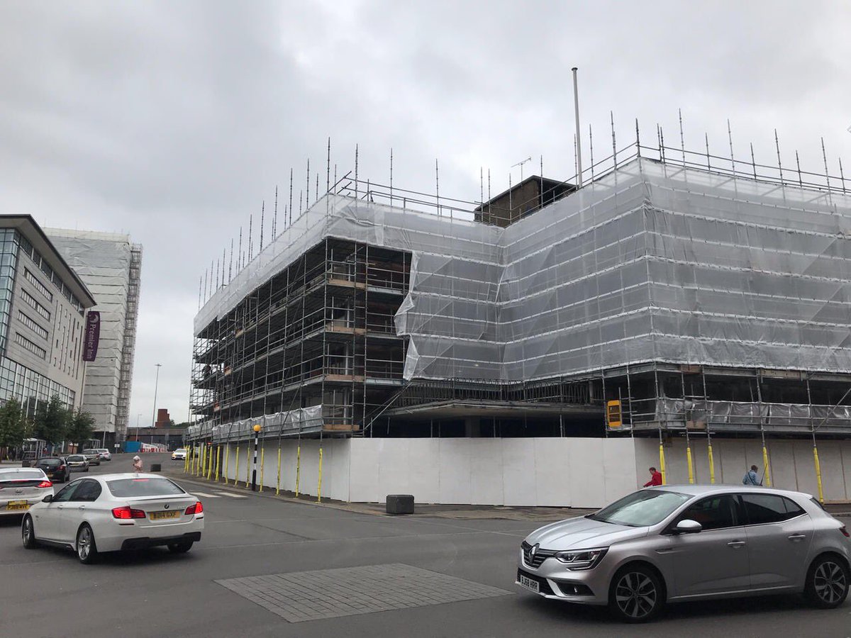 GodivaGroup1's tweet photo. The iconic Coventry Evening Telegraph building in #coventry starts itβs transformation with our scaffold going up in the town centre and our friends at Talk media providing the sheeting
#aplatformforsuccess #scaffoldspecialists https://t.co/SfSeZzNAq4