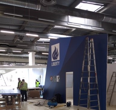 LibertySteelGrp's tweet photo. Construction of our Paris stand is underway. We are excited to have our new brand on display for the first time at #ParisAirShow2019 ! Come and visit us at C42, Hall 4. 

#PAS2019 #Liberty #Steel https://t.co/UyQ6e2HR6C