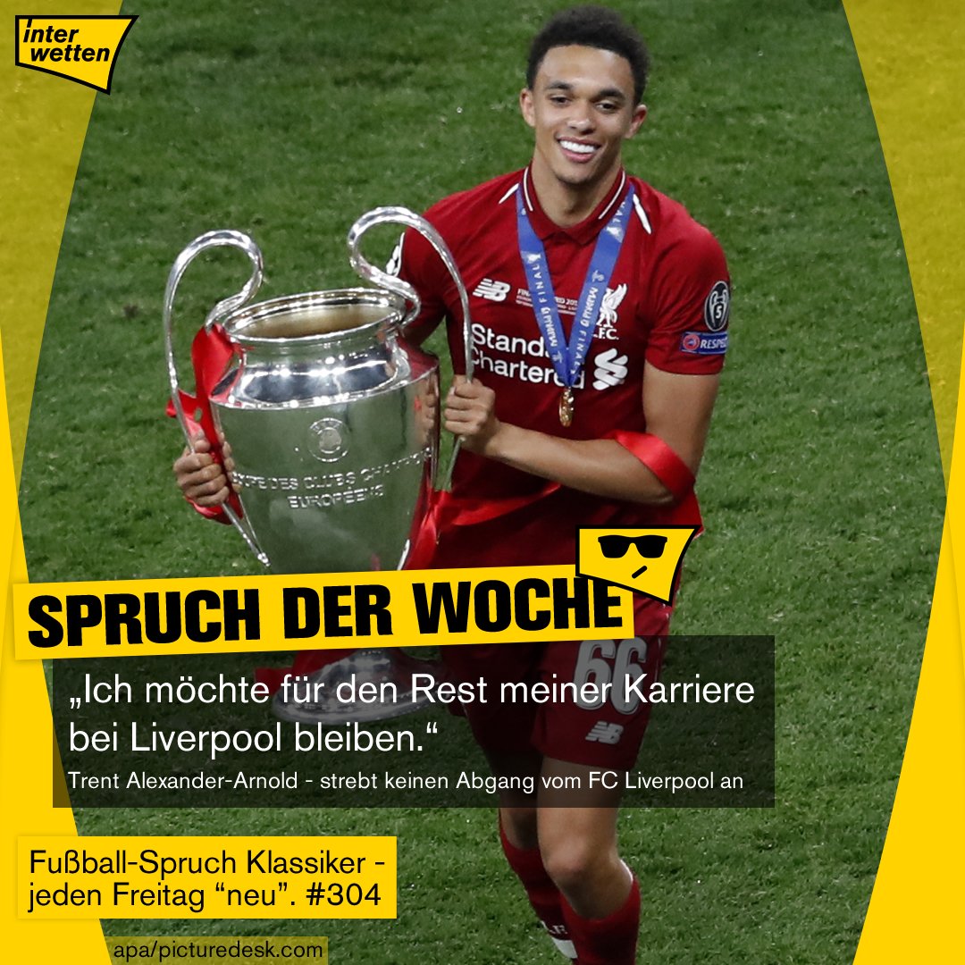 Interwetten_com's tweet photo. #FSKdW #304: "Ich möchte für den Rest meiner Karriere bei Liverpool bleiben." Trent #AlexanderArnold strebt keinen Abgang vom FC Liverpool an.
#SpruchderWoche #Interwetten https://t.co/wB7MwUvYEm