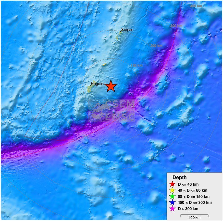 LastQuake's tweet photo. moderate #earthquake shakes Guam Region 8 min ago. More info at: https://t.co/s3YQCmHHBM https://t.co/nDz288hFOM
