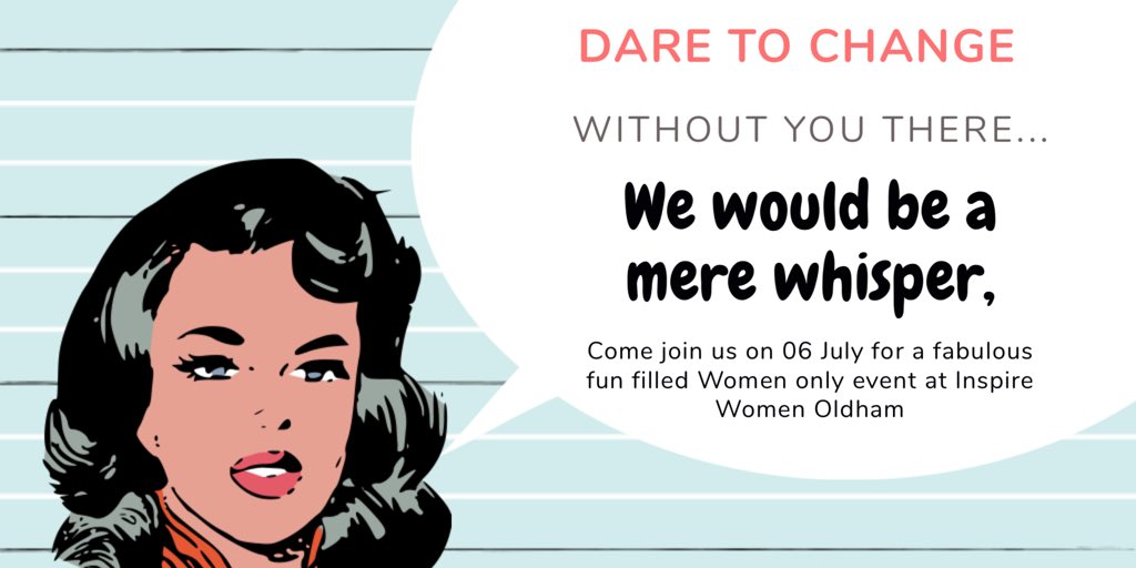 Still some spaces left for our Women’s Event in #Oldham WOMEN ONLY EVENT - DARE TO CHANGE -Want to hangout with some great women <a href="/OldhamLearnFest/">Oldham Learning Festival</a> on 06 July Book here visiblebreakthroughcoaching.com/events-women/ <a href="/REELCIC/">TEAM REEL</a> @emma_guerriero <a href="/McrWomen/">SAGE.MCR Menopause</a> <a href="/marziababakarkh/">Qazi Marzia Babakarkhail (views are my own)</a> <a href="/Katrina_1503/">Katrina Stephens</a> <a href="/rose_ssali/">Rose Ssali</a> <a href="/UKEFF_HQ/">Oldham Food Aid Hub (🅤🅚🅔🅕🅕)</a>