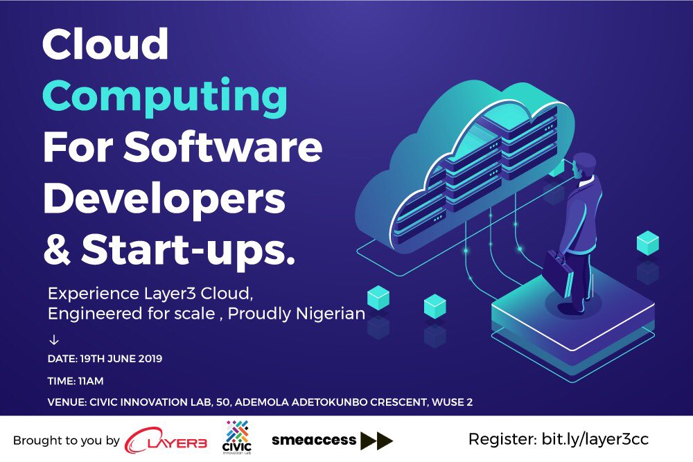 Layer3NIGERIA's tweet image. Register to experience #Layer3’s Cloud computing for developers and startups.

Date: Wed, 19th June 2019.

Powered by @layer3ng

Register: bit.ly/layer3cc.

#EngineeredForScale #ProudlyNigerian #Layer3Cloud