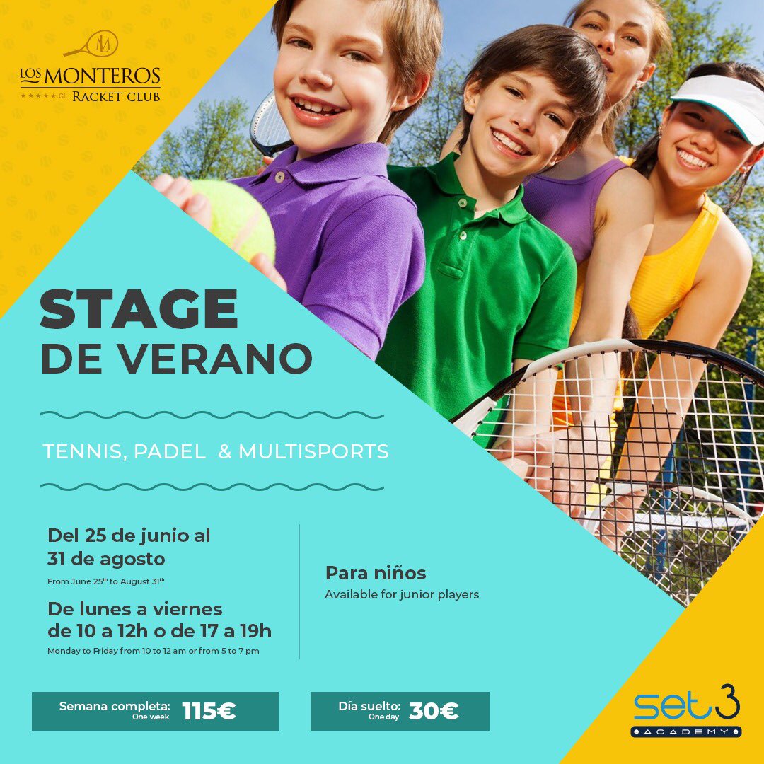 MonterosRacket's tweet photo. The Kings 👑👑 of 🎾🔥🎾#racketmonteros are our #kids 👫👬👬👫 , we are waiting for you this #summer . Book your place ✍🏻#international #summercamp #stage #campus #tenniscamp #tennislessons #tenniskids #marbellaevents #anewracketexperience #costadelsol #marbella #sporthollidays https://t.co/fH1uRtrM00