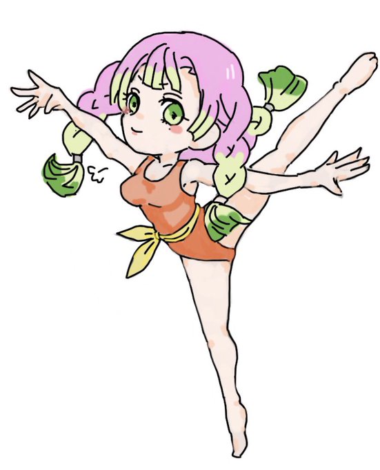 佐藤 鱈さんがTwitterに投稿した甘露寺蜜璃(鬼滅の刃)のイラスト。