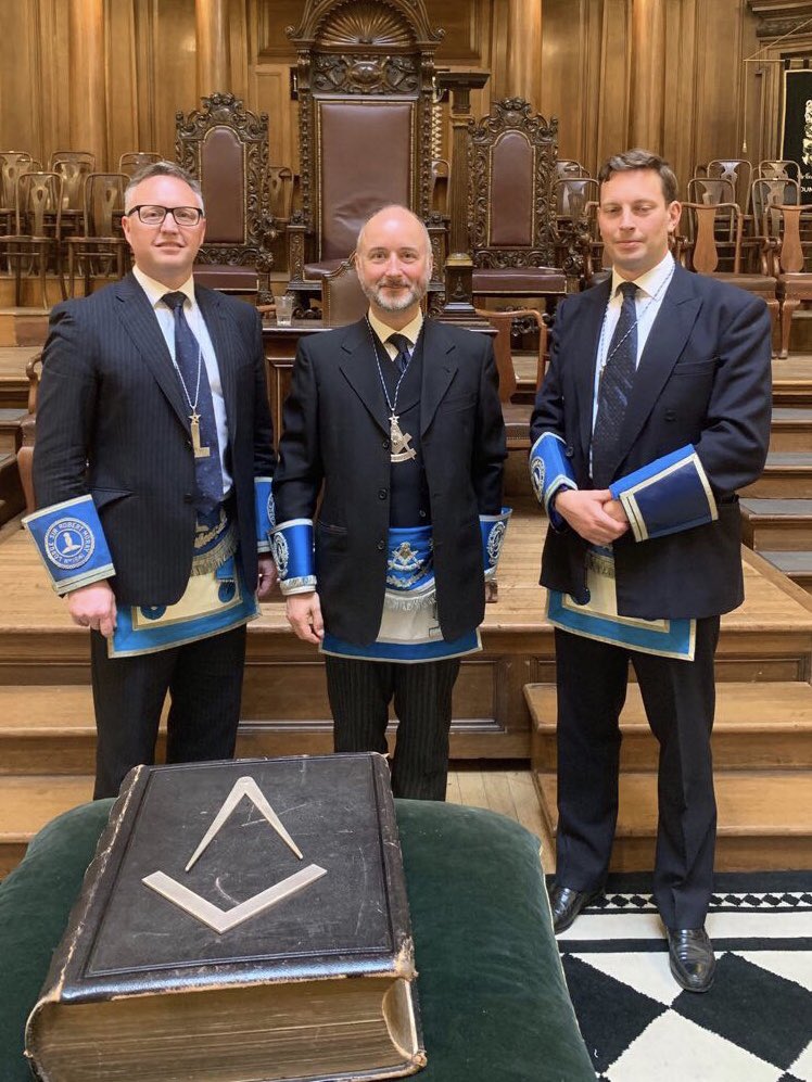 Our newly installed WSW, our Master and WJW after our installation in Freemasons Hall (Grand Lodge) yesterday.