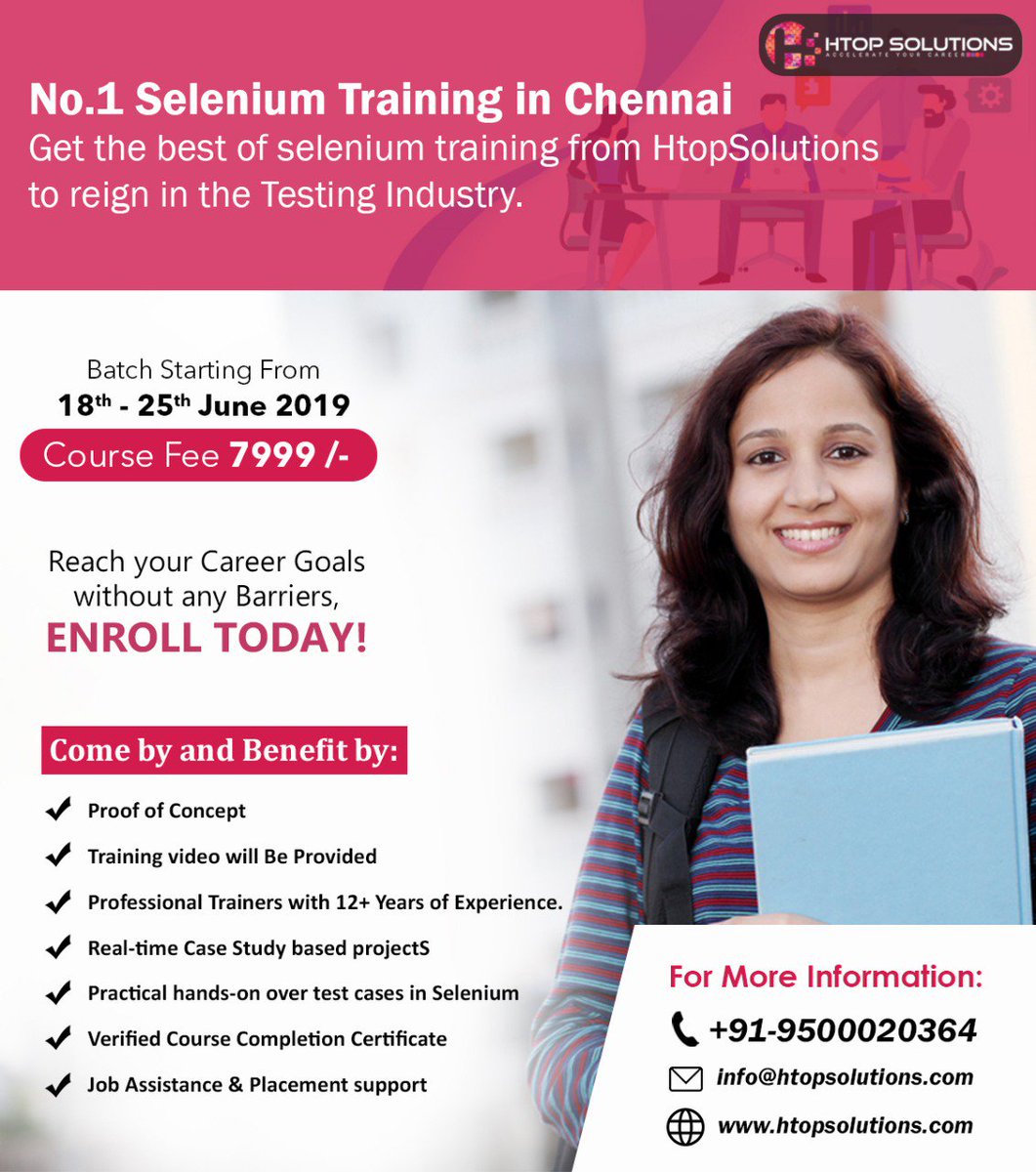 htop_solutions's tweet image. Learn from best institute and expert trainer #selenium #training in #chennai, #omr, #sholinganallur. at just Rs.7999. #courses strats from 18th - 25 th june 2019
bit.ly/2ZarN3F