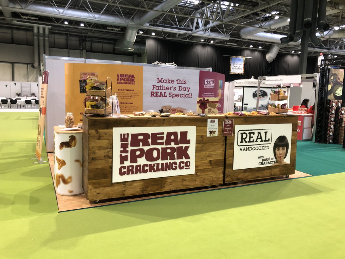 RealCrackling's tweet photo. We’re at the @BBCGoodFoodShow on stand 692 in hall 19! Come find us for some delicious pork snacks and we also some REAL handcooked crisps as well! Don’t miss out on our exclusive show deals! #bbcgoodfood https://t.co/6hXGf9tjhJ