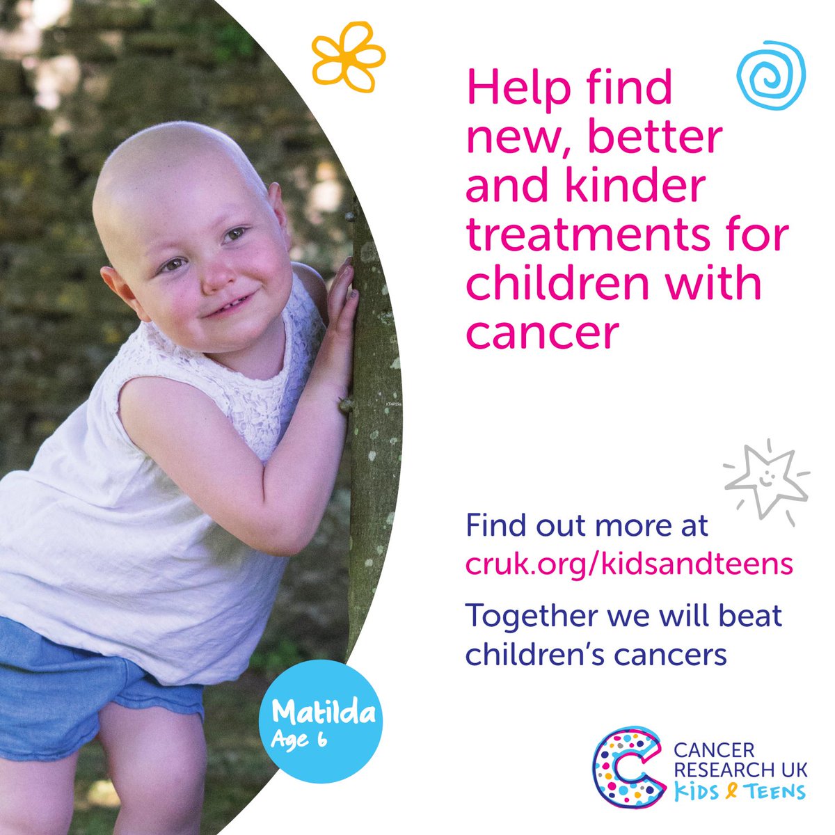 Thanks to your donations, we’re finding new, improved and kinder treatments for children and young people facing cancer like Matilda. Donate to #KidsAndTeens in store today.