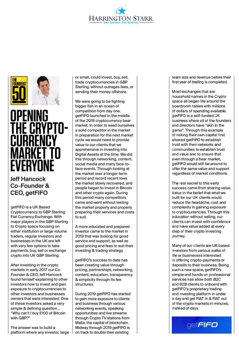 OANDACrypto's tweet image. WE MADE IT! @jeff_getfifo and @GetFifo get a full page article in the Fintech Time Top 50 Founders magazine for 2019. Massive thank you to everyone who has been apart of our journey. #Crypto #Blockchain #UK #getFIFO