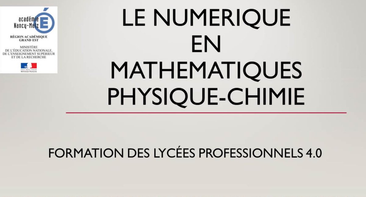 dane_nancy_metz's tweet image. Zoom sur les formations disciplinaires en #mathématiques, #physique &amp;amp; #chimie en lien avec le projet #lycée4_0 de @regiongrandest.
#Ress_Num
#ENT
#sciences
#numérique
#innovation
#interactivité
#différencier
#modéliser...
Support de #formation disponible bit.ly/2JvnfRD