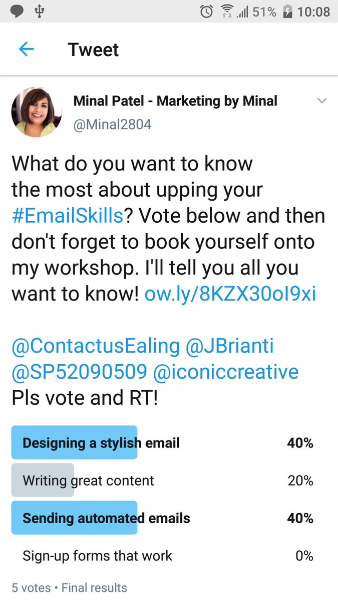 Minal2804's tweet image. Well, I will definitely cover how to design a stylish email. Branding is important. 😎

And I'll show you how to create an automated series which you can just set and forget! 👌🏽

Ready to book on my #EmailSkills workshop? 👉🏽 ow.ly/8KZX30oI9xi