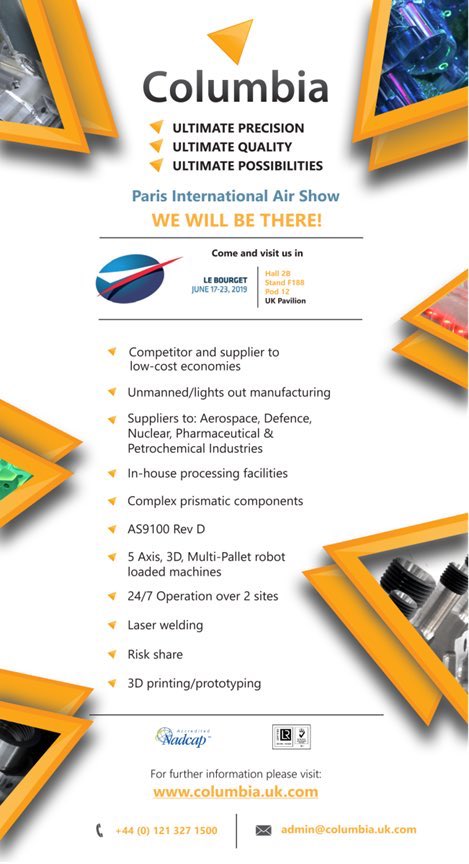 ColumbiaPrecis2's tweet photo. Come and meet the Team from  Columbia Precision #parisairshow #aerospace #supplychain #ukmfg @salondubourget @parisairshow #pas19 https://t.co/I6sFyIjCzU