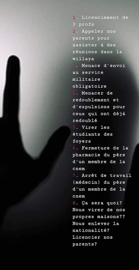 NihalElAloui1's tweet photo. Après 3 mois de Boycott,les étudiants en médecine au Maroc sont victimes d’intimidations:
-De leur personne (de la part des mqadems) 
-De leur habitat (expulsion des internats)
-De leurs parents (expulsion de leurs travails).
#DoctorsUnderOpression https://t.co/YjRBt8wEJH