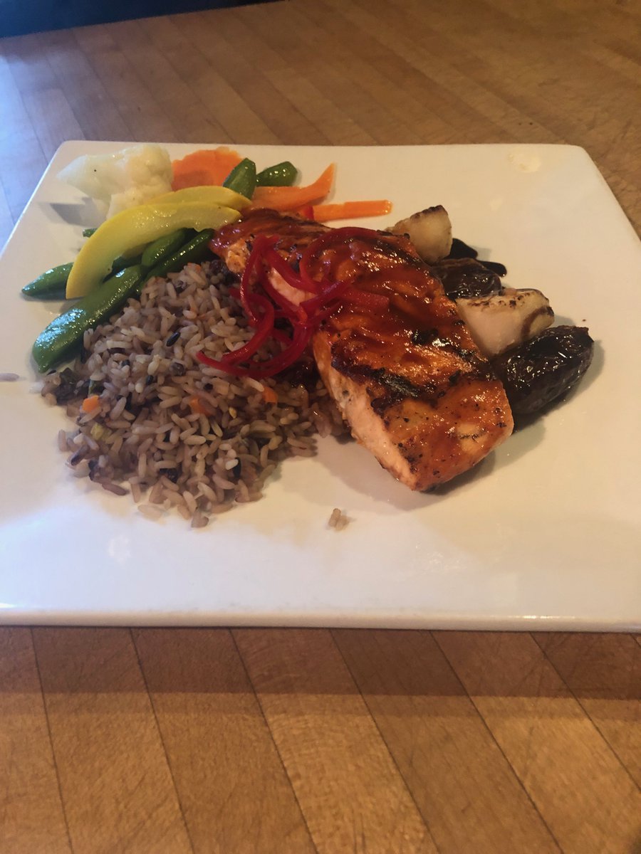 Craving some seafood? Stop down at the Grist Mill and try our grilled salmon, served with a pineapple barbecue sauce and grilled scallops!